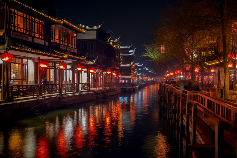 南京秦淮河酒店古运河灯光夜景,高清,摄影图,摄影图片,图片大全,摄影图免费下载
